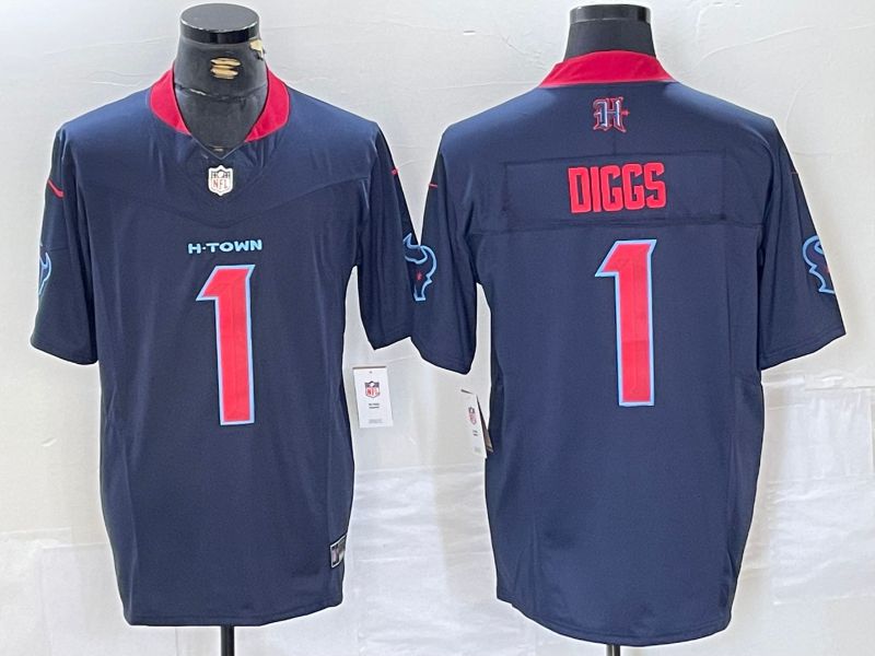 Men Houston Texans 1 Diggs Blue Three generations 2025 Nike Limited NFL Jersey style 1